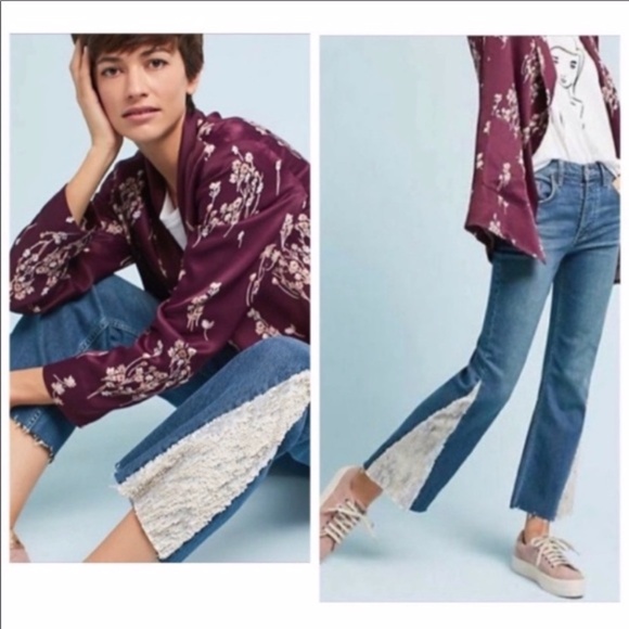 Pilcro and the Letterpress Denim - Pilcro and the Letterpress Wide Leg Crop High Waisted Denim Jeans Size 29